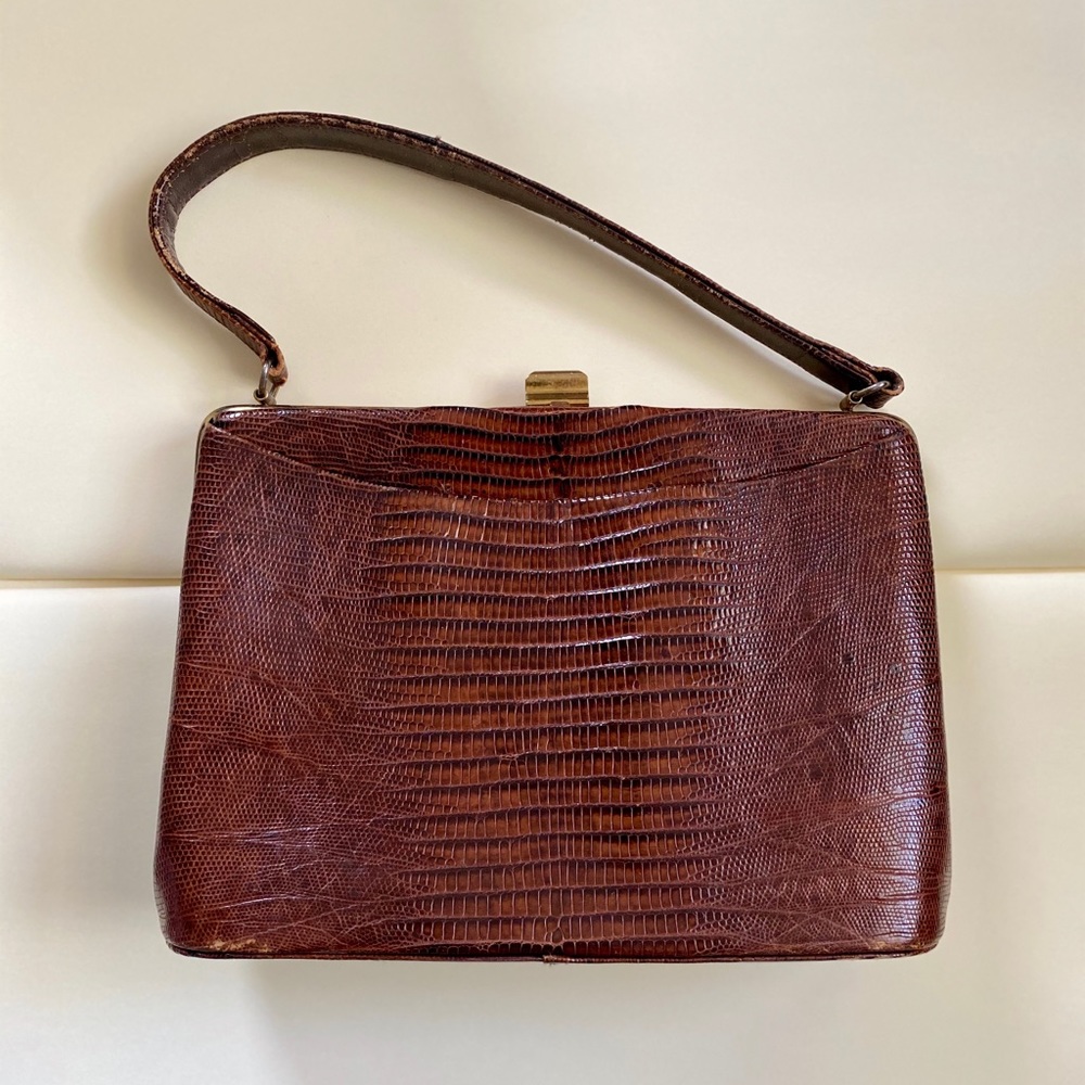 Vintage Escort Bag Brown Lizard skin